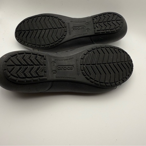 Crocs Black Patent Cap Toe Flat Ballet Slip On Shoes 12300 Womens Sz 6 - Picture 10 of 12